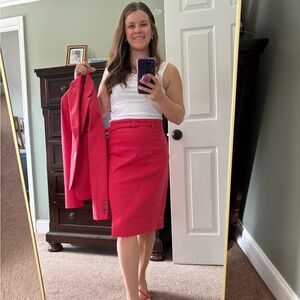 Ann Taylor coral red Women's Skirt Suit